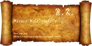 Mincz Kázmér névjegykártya